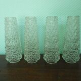 Four-light suspension with glass lampshade, diamond size, 1980.