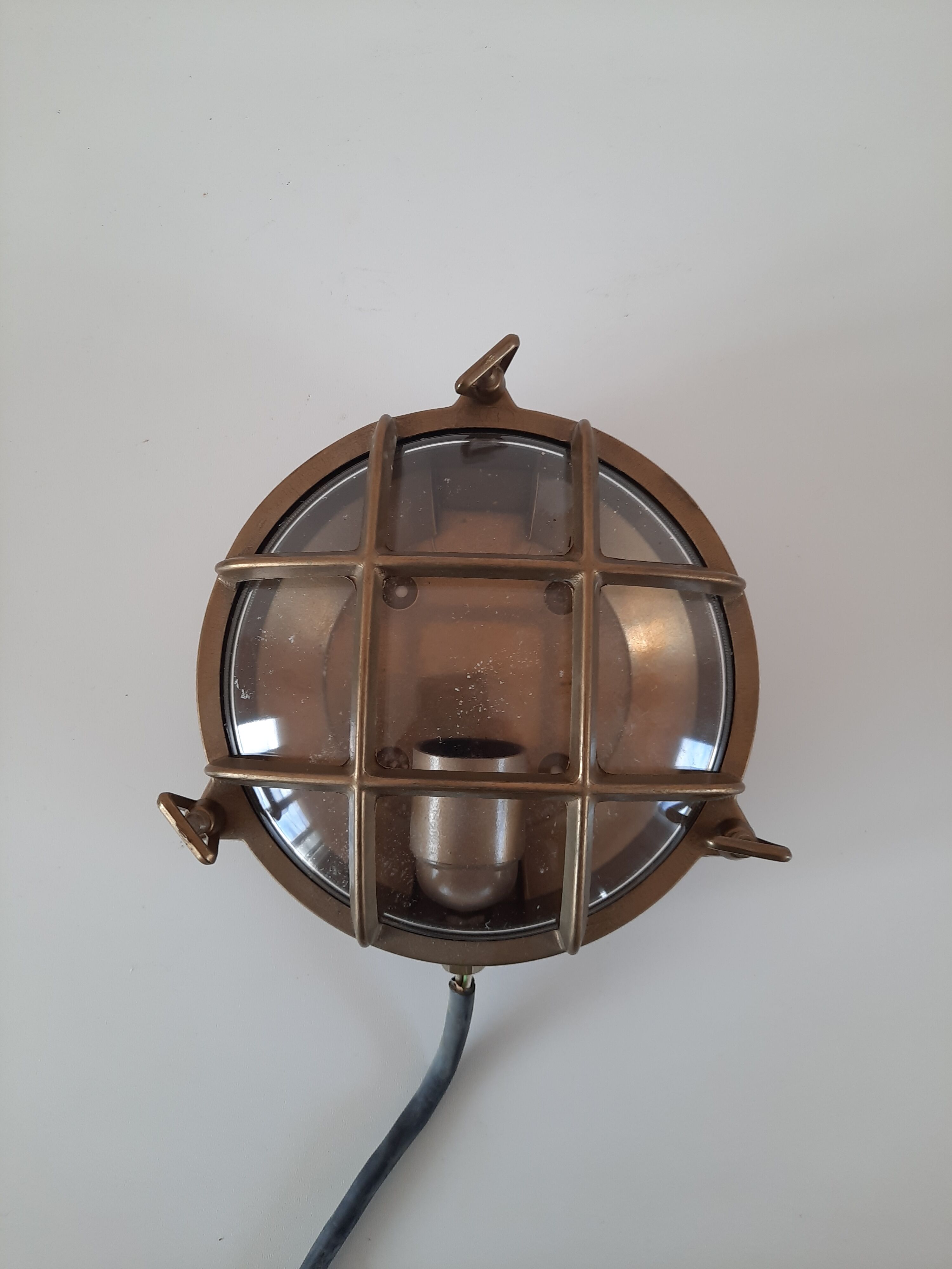 Navy porthole wall lamp in brass made in italy