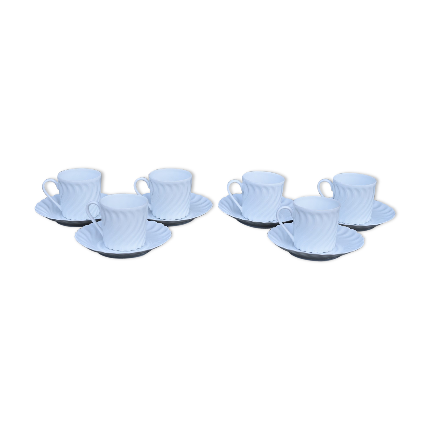 6 coffee cups and saucers Tharaud Limoges form valençay sillage model