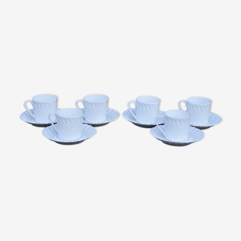 6 coffee cups and saucers Tharaud Limoges form valençay sillage model