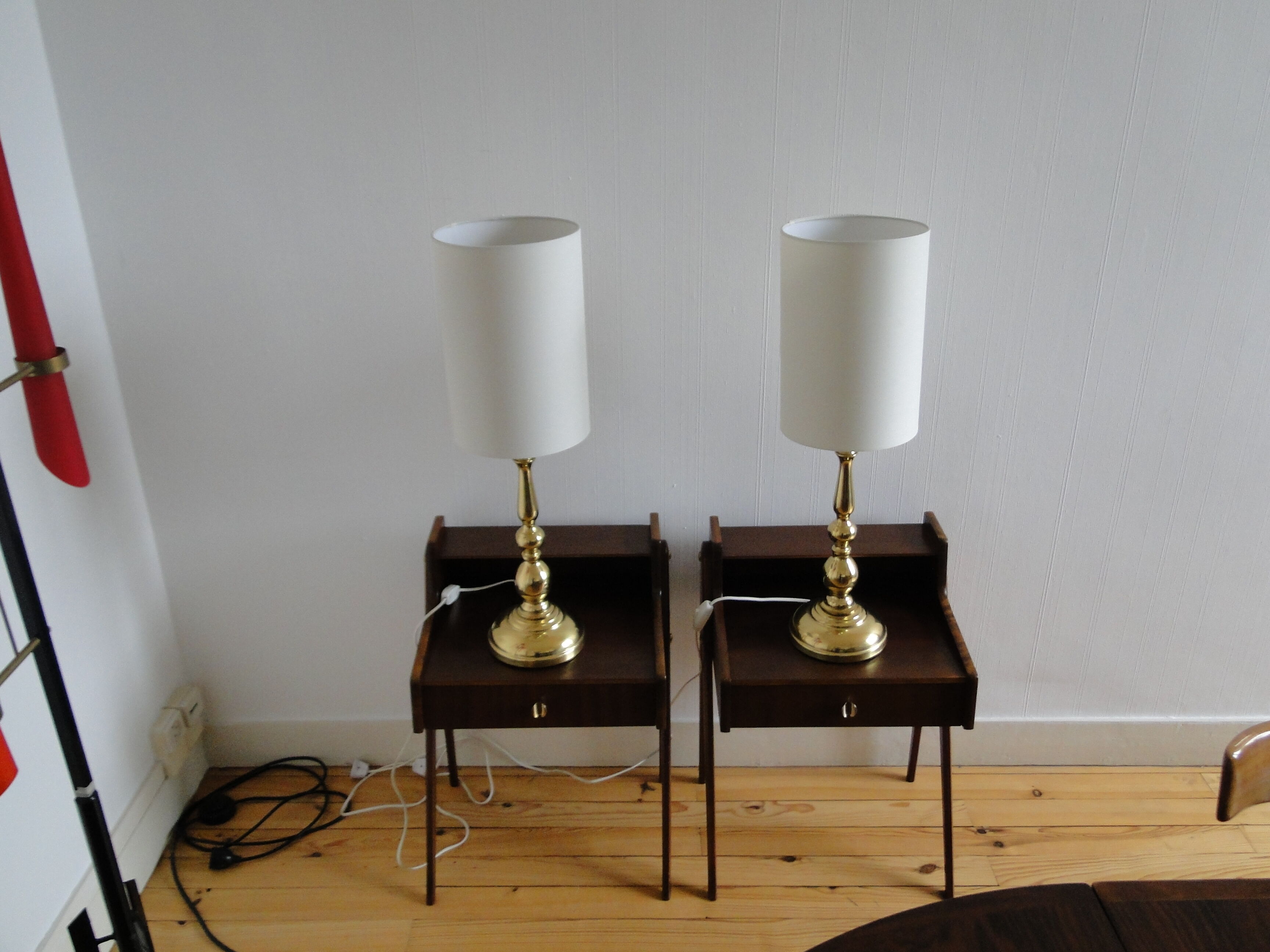 Pair of vintage Scandinavian brass lamps 1960