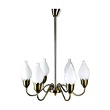 Danish Tulipan Brass Chandelier from Fog & Mørup, 1960s