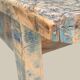 Établi console à tiroirs en hêtre patine bleue 1940