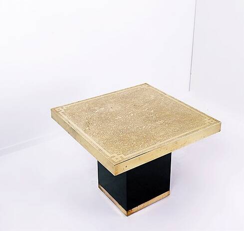 Hollywood Regency Brass Etched Side Table, 1950s