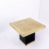 Hollywood Regency Brass Etched Side Table, 1950s