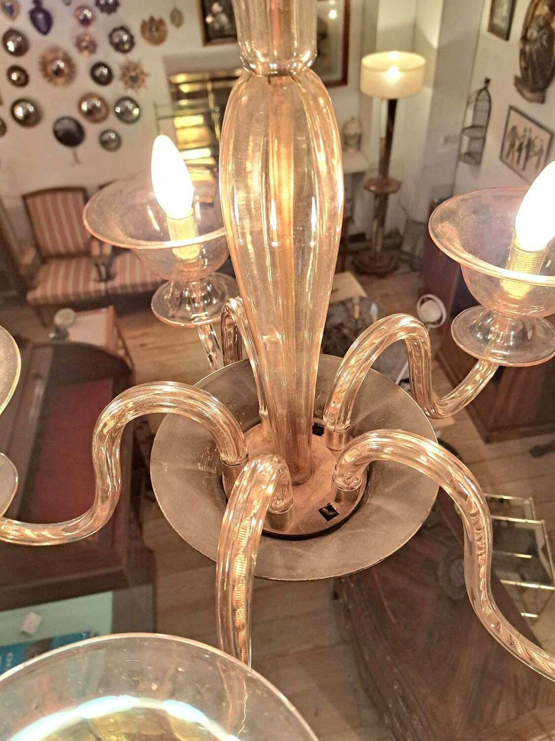 Venetian chandelier from Murano in smoked glass