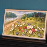 1930's Original Swedish Modernist Oil on Panel "Summer Landscape" by Solveig Bohm-Dahlberg - Framed