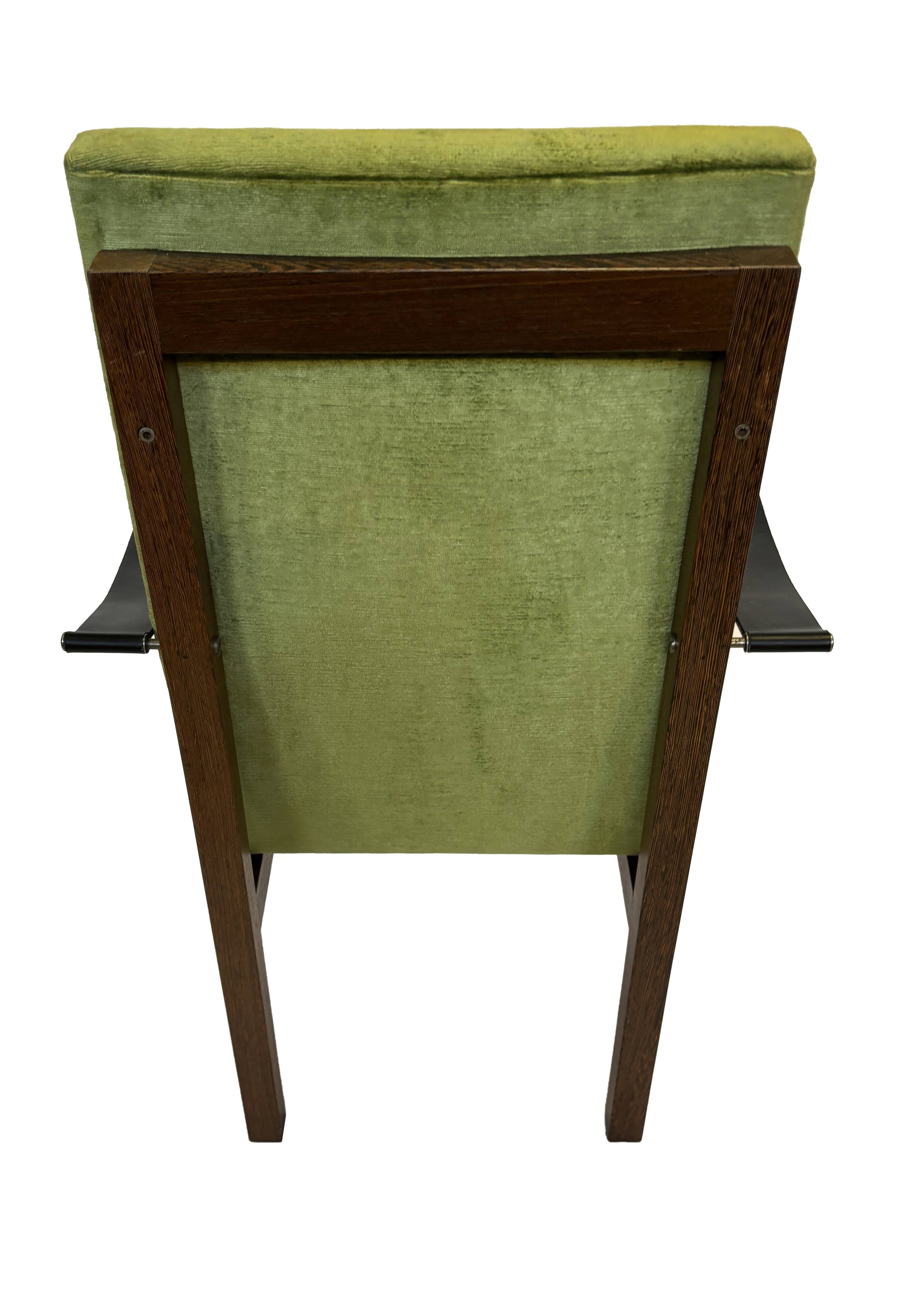 Vintage armchair solid wenge design 60s leather armrests design