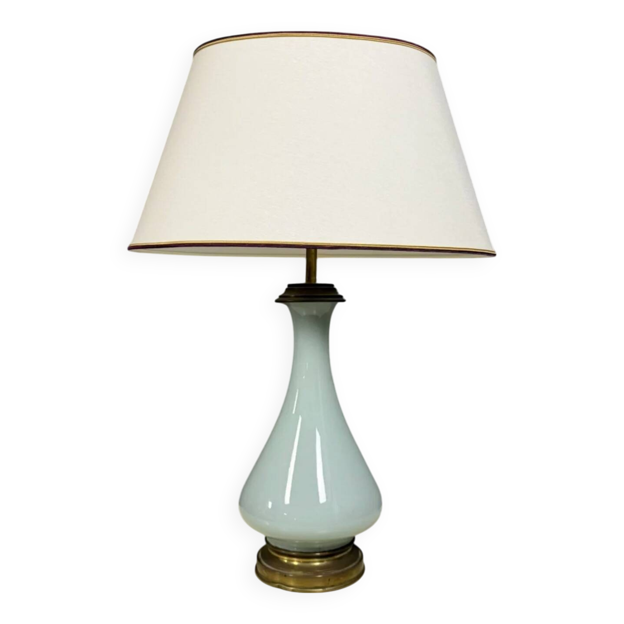 Baluster-shaped lamp in celadon porcelain, Napoleon III period, circa 1880
