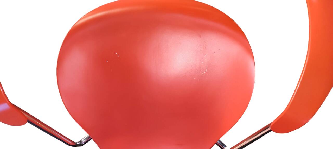 Designer office chair in compressed wood designed by Arne Jacobsen for Fritz Hansen, Denmark, 1982.