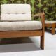Fauteuil lounge scandinave en teck massif & ottoman 60/70