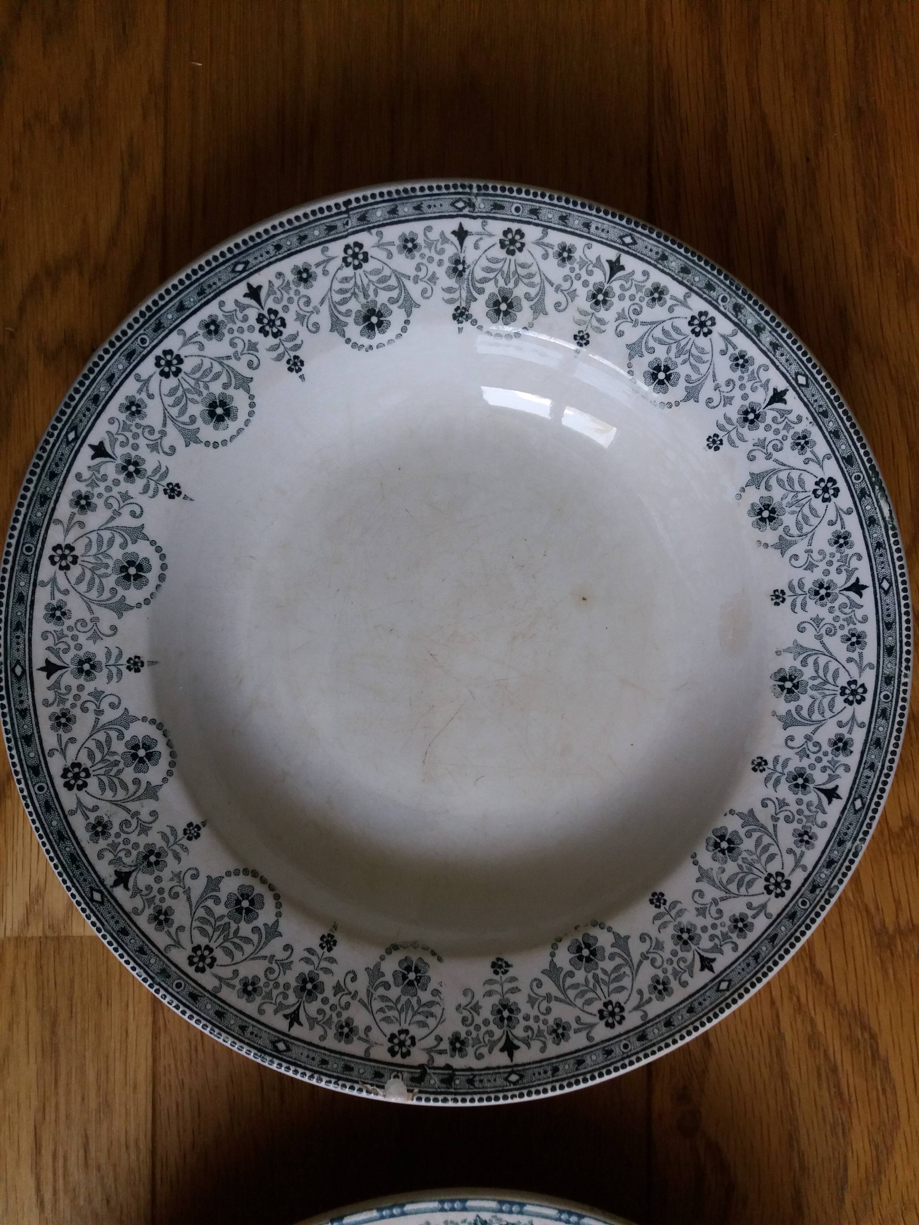 6 mismatched hollow plates Terre de fer