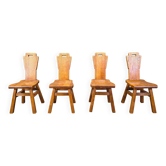 Chaises brutalistes en chêne, années 1970