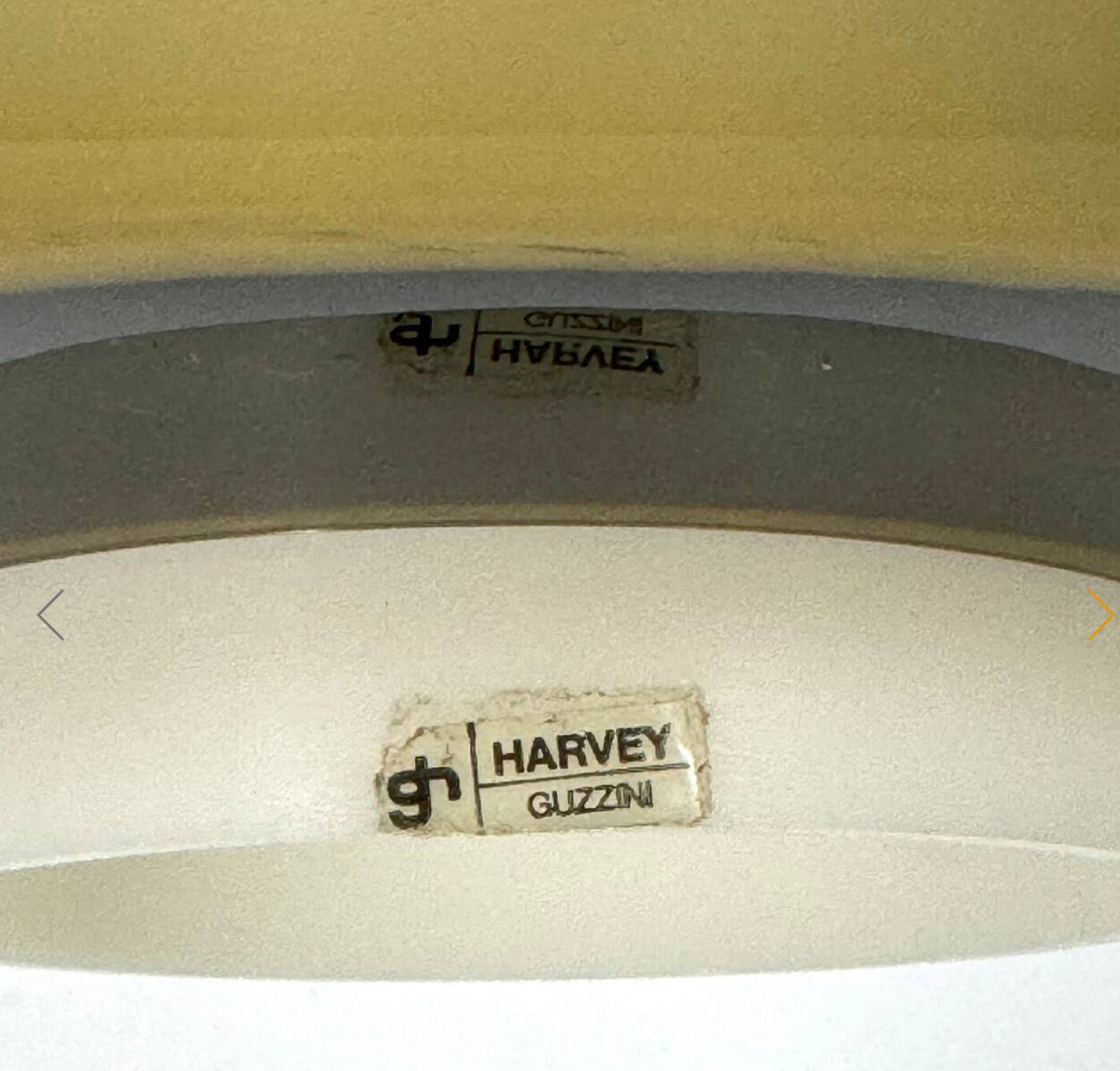 Mid-Century Harvey Guzzini pendant from 1960s. Labeled.