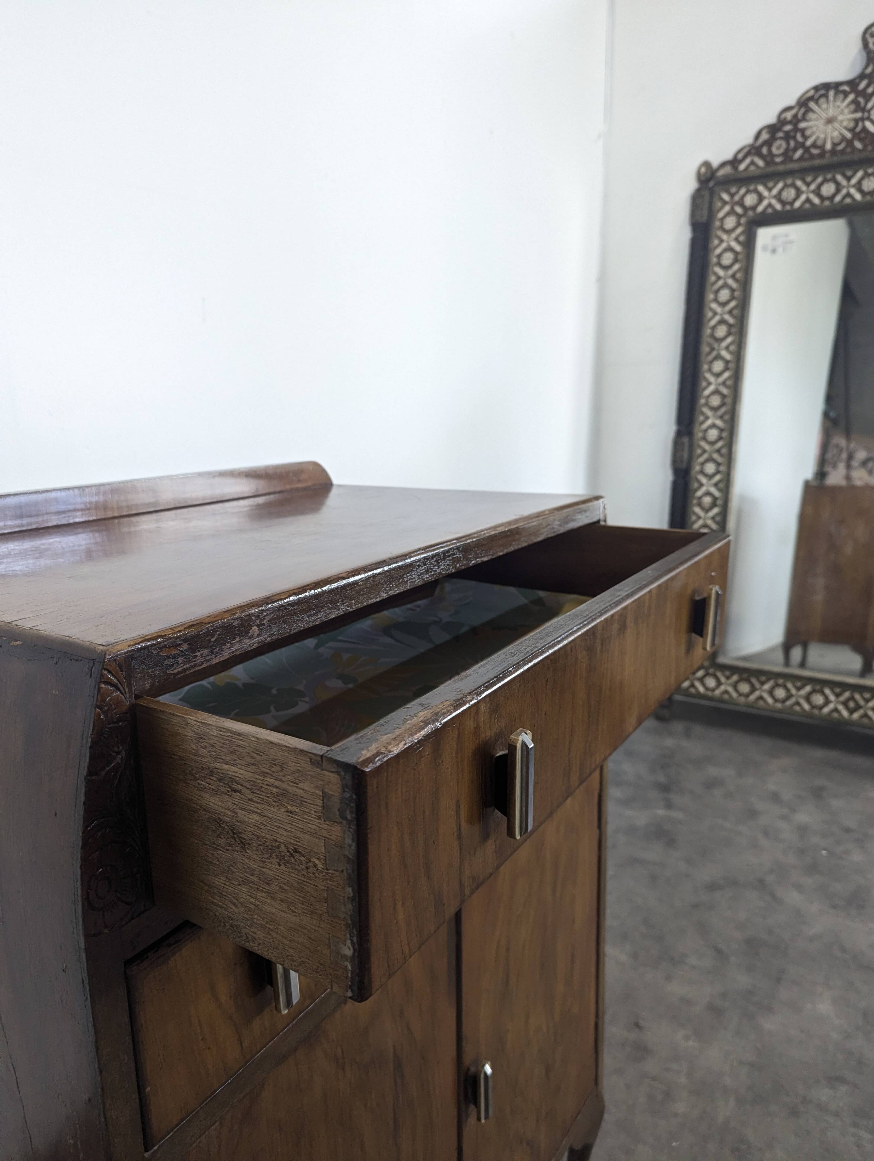 Exotic wood bar in Art Deco style