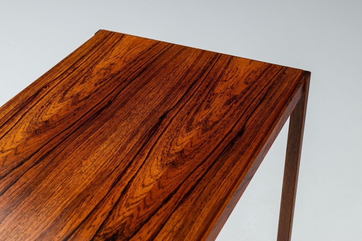 Sled legged pair of rosewood side tables mid-century Denmark 1960