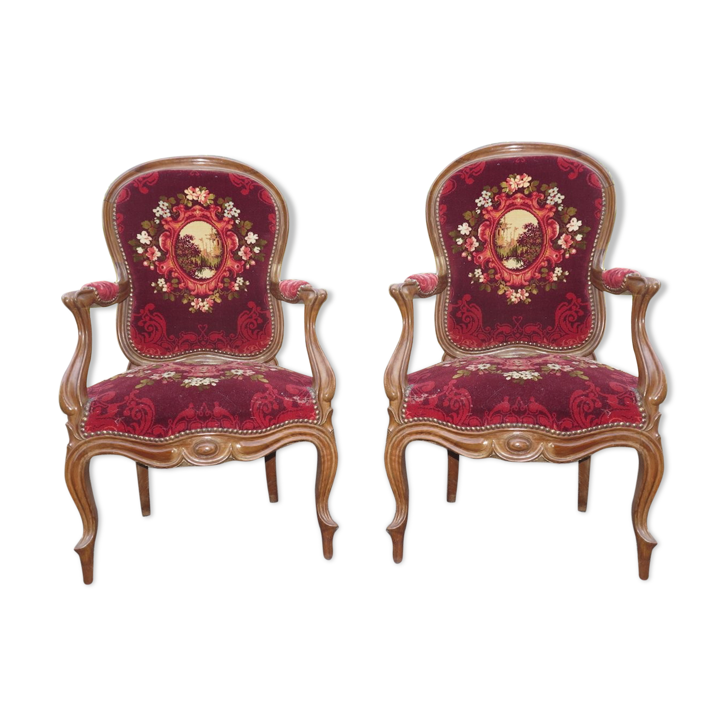 Paire de fauteuils Napoléon III en acajou