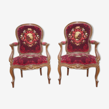 Pair of Napoleon III mahogany armchairs