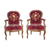 Paire de fauteuils Napoléon III en acajou
