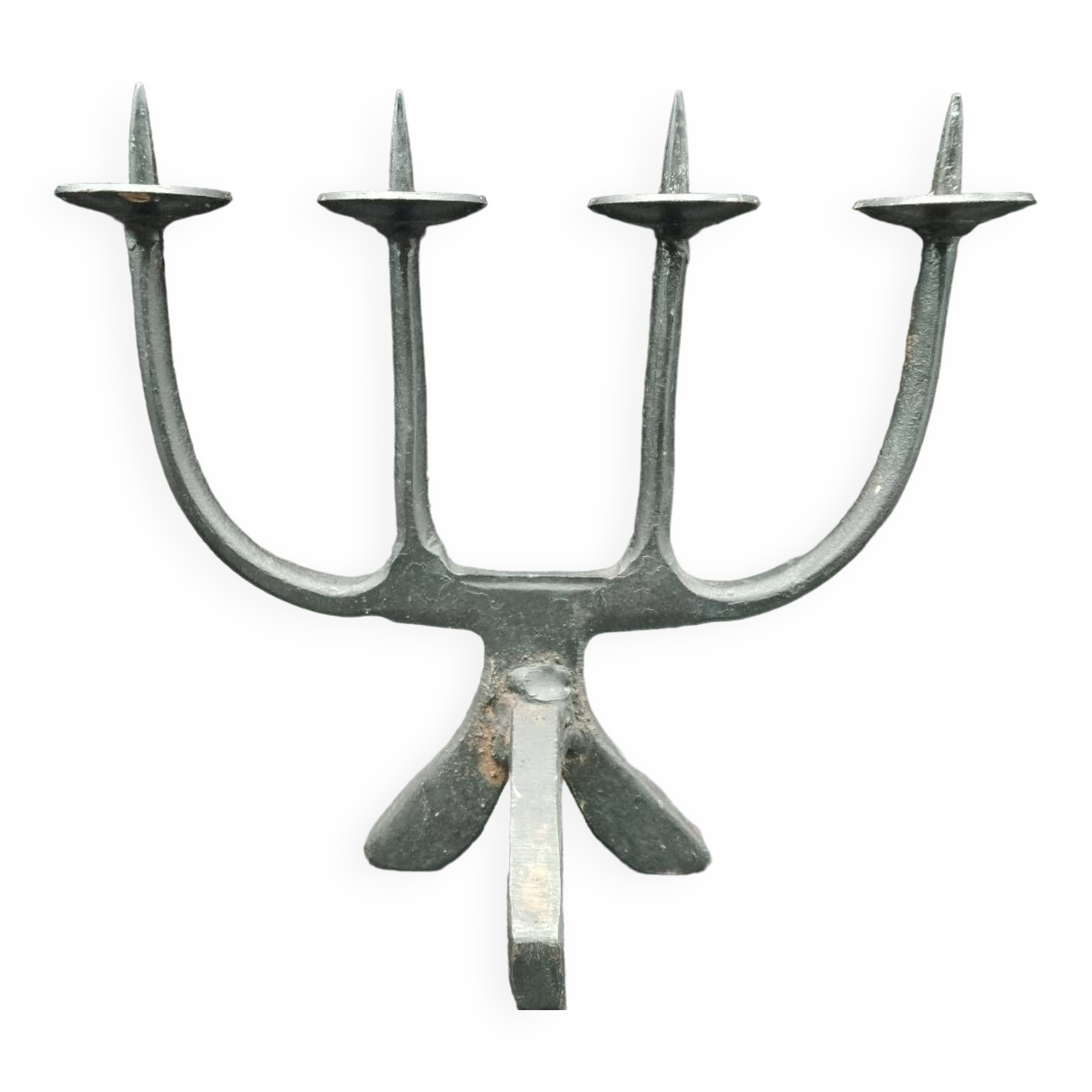 Brutalist Candle Holder Candlestick 4 Candles in Wrought Iron 60s/70s
