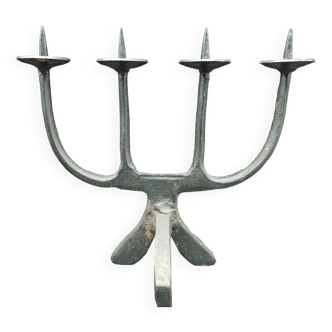 Brutalist Candlestick Candlestick 4 Candles in Wrought Iron 60s/70s