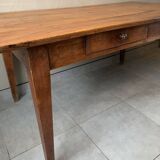 Large vintage farmhouse table from the 50s in solid wood (oak)