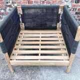 Teak and rope garden armchair, Odette khaki/ecru La Redoute Interiors