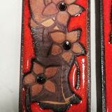 Long Søholm relief in beautiful red glaze with a motif of a girl and a boy