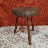 Pair of milking stools - brutalist wooden tripod