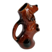 Zoomorphic dachshund dog pitcher in majolica slip