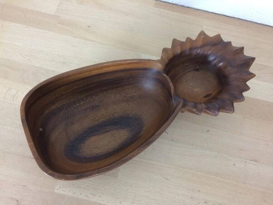 Scandinavian fruit bowl pineapple in teak