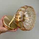 Vintage amber glass globe wall light