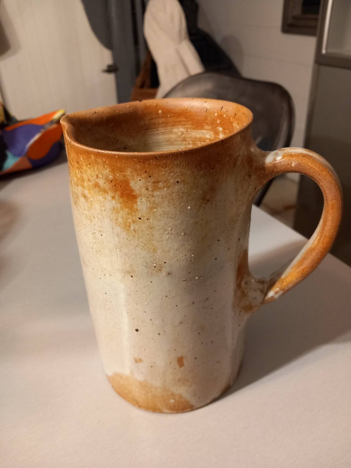 Pitcher/water or milk pot, old, in glazed stoneware