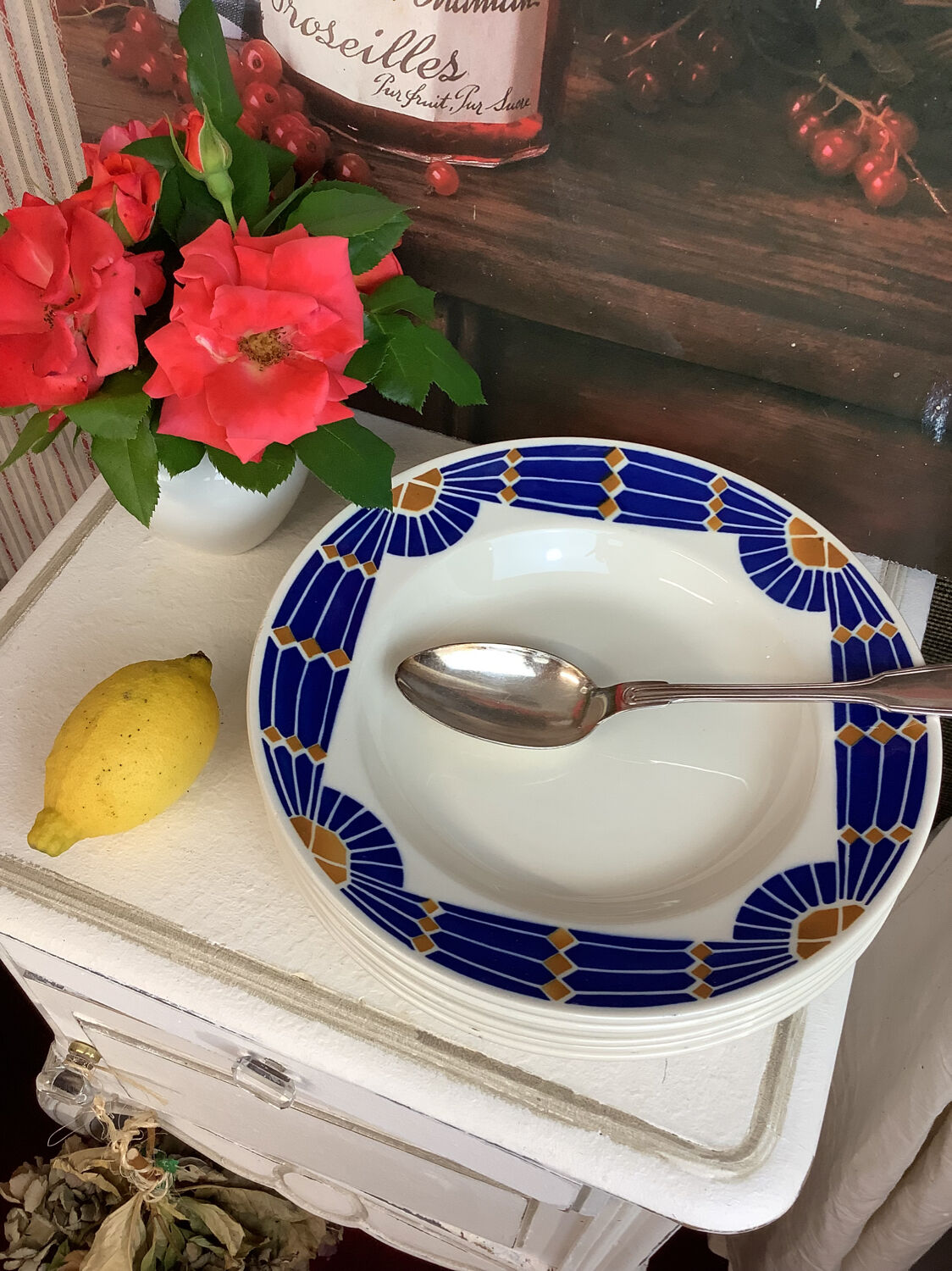 6 hollow plates made in france badonviller