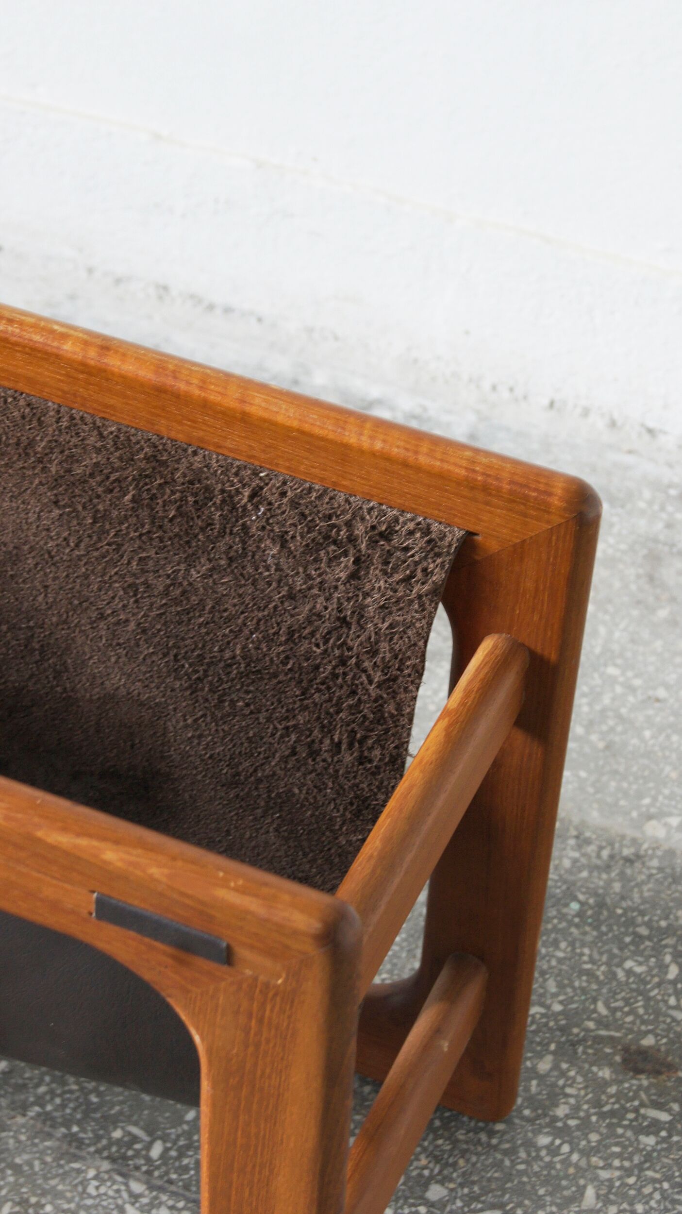 Mid-Century Danish Modern Teak & Leather Magazine Rack from Salin Mobler