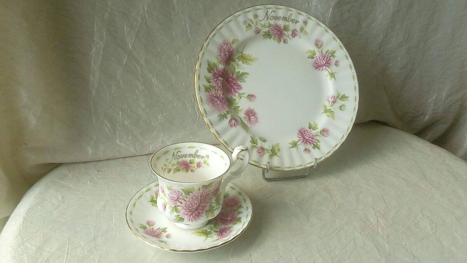 Coffee tea cup dessert plate november royal albert chrysantheme decor