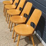 5 chaises BAUMANN « MONDOR » hêtre clair