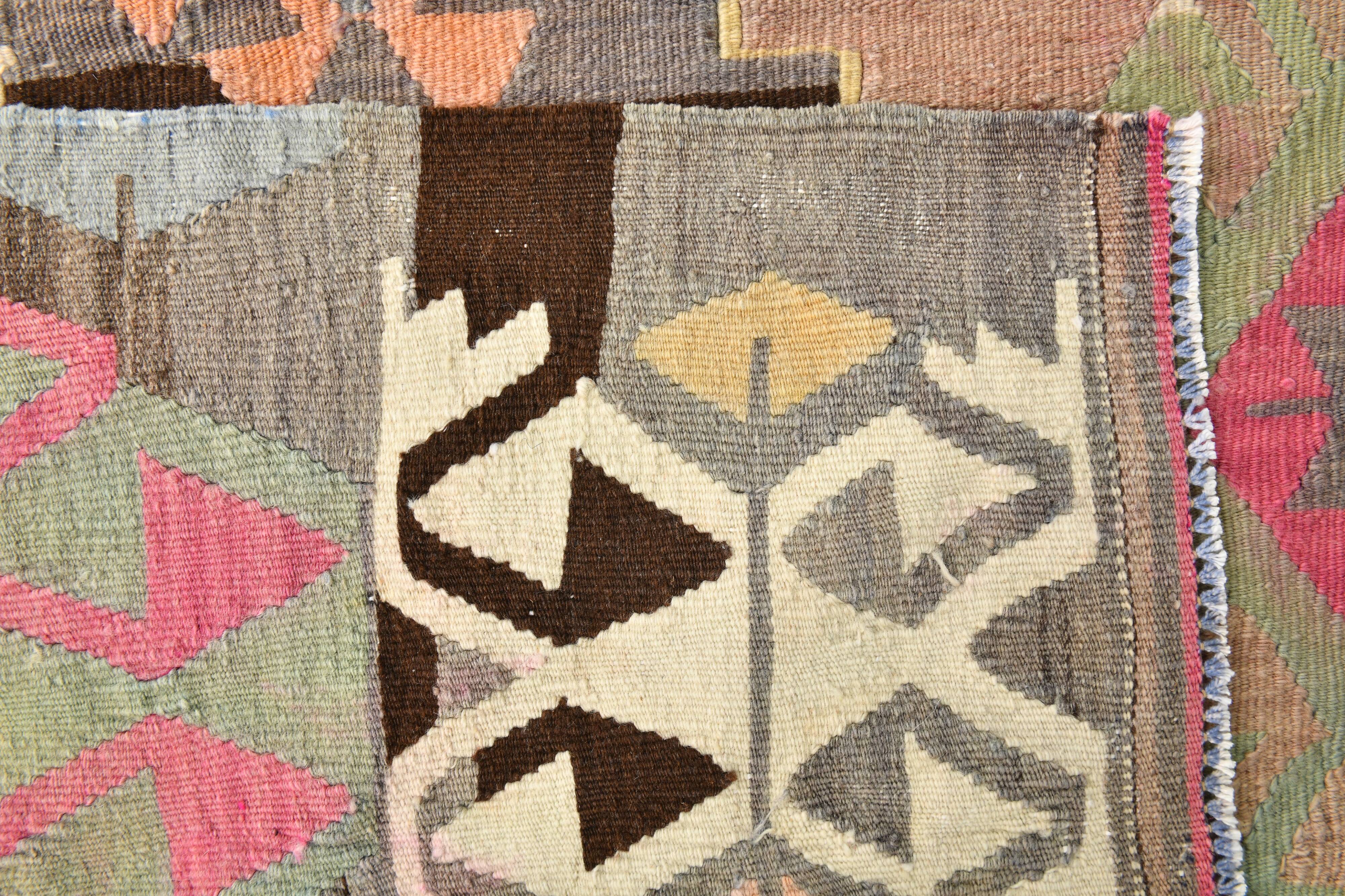 5x10 Long Wide Brown & Pink Tribal Vintage Kilim Rug, 163x298Cm
