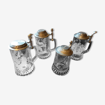 Lot de 4 chopes cristal