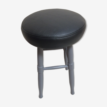 Tabouret gris skaï noir