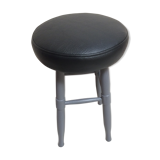 Grey stool black leatherette