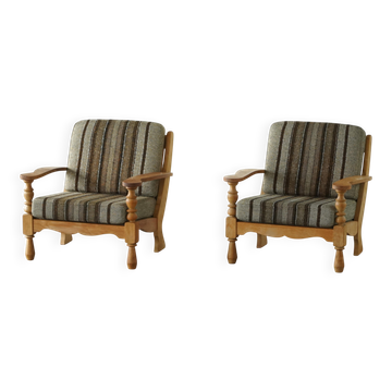 Danish "Mid-Century Modern" style, pair of oak armchairs, Henning Kjærnulf, 1960s.
