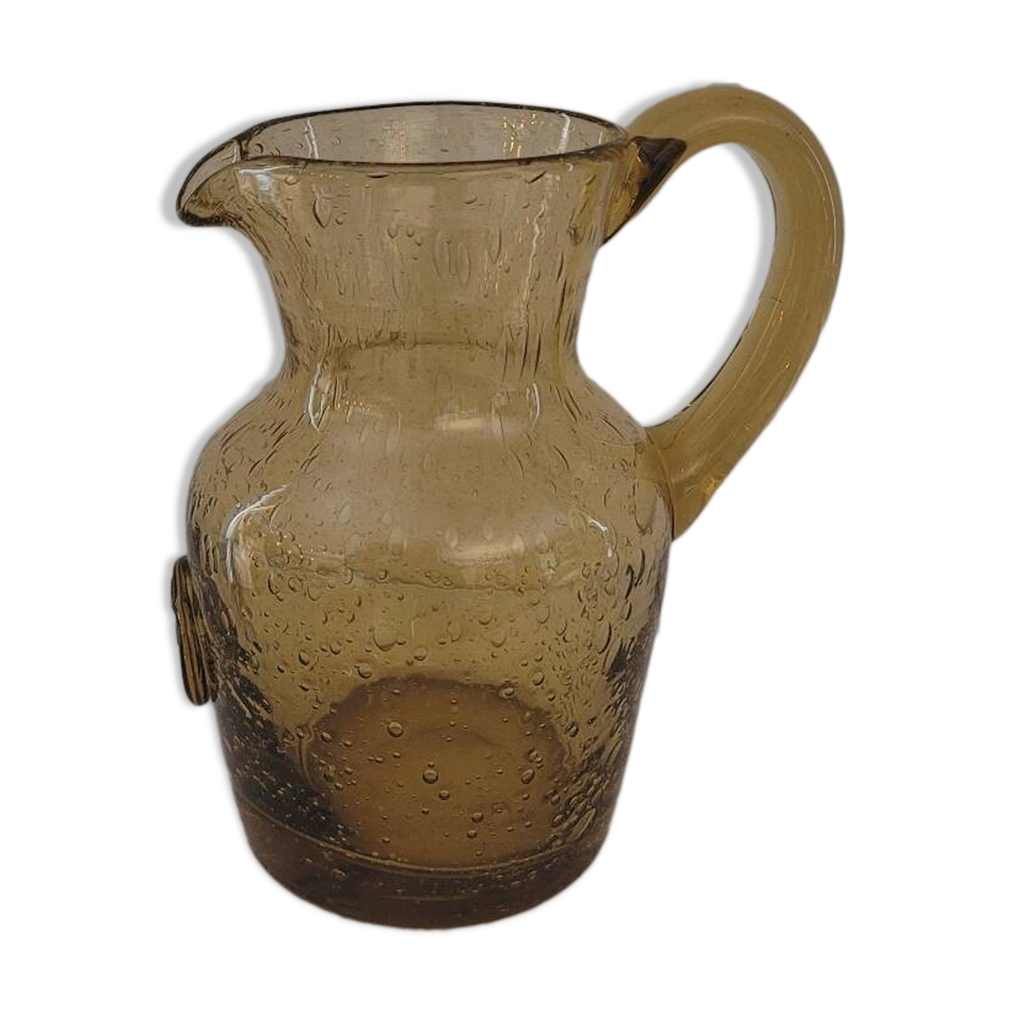 Pichet en verre bullé soufflé