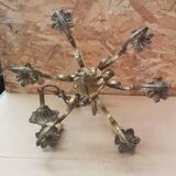 Ancien lustre 6 lumières bronze doré massif xixeme vintage