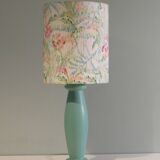 Mint green ceramic table lamp from Porcelaines de Bruxelles in Memphis style. 1980s