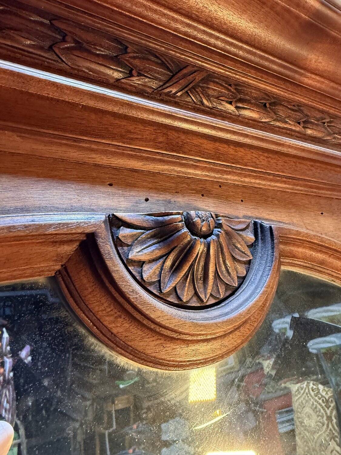 Large walnut mirror from the Art Deco period.