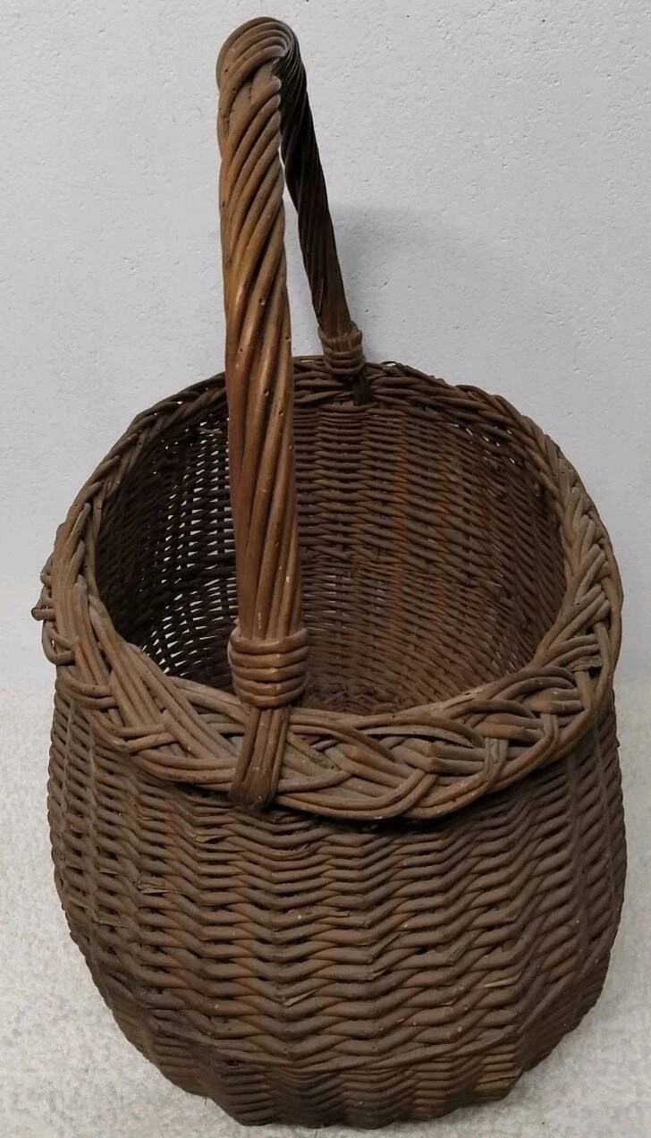 Antique Wicker Basket with Vintage Handle
