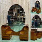English art deco hairdresser in oak and walnut