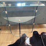 Console tripode en verre et fer  1950