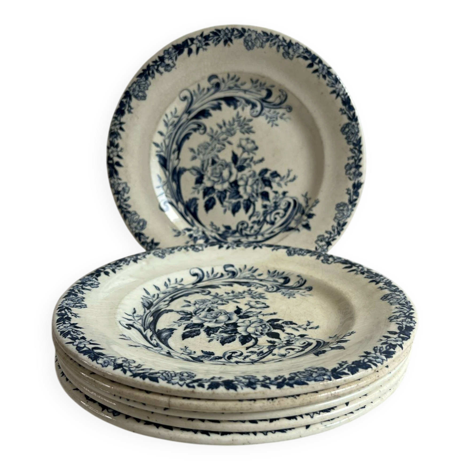 6 assiettes à dessert en terre de fer